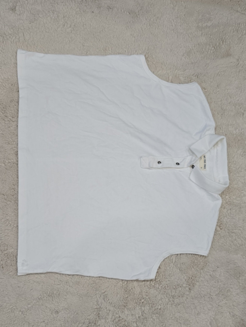 Free People White Sleeveless Polo Shirt